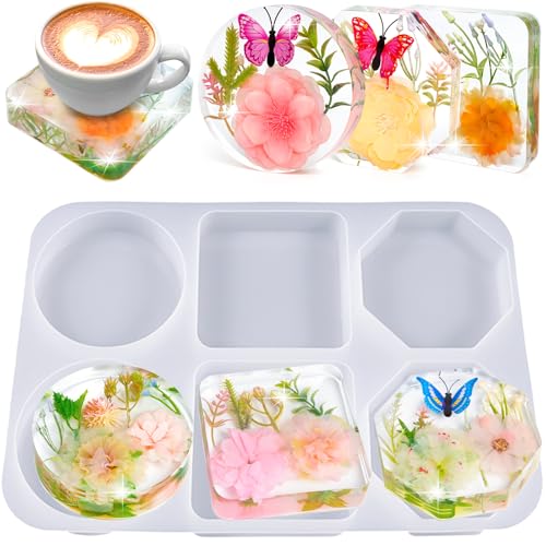 Deep Coaster Resin Molds Silicone Octagon Round Square Silicone M...