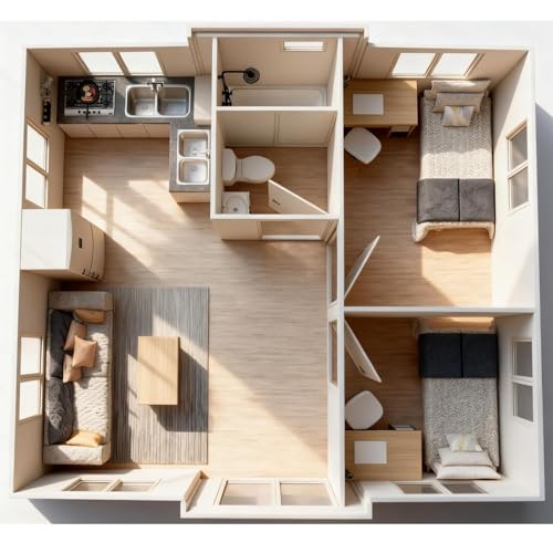 Tiny Homes for Sale Prefab Tiny Houses to Live in for Adults Portable Container Modular Foldable Kit with 1 2 Bedroom and Fully Functional Kitchen & Bathroom Small Mobile Expandable Folding Cabin - Image 6