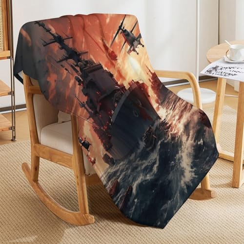 Couverture jeté flannel navire de guerre 150x200cm pour canapé - 8