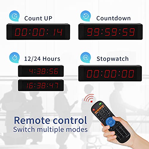 Gan Xin Multifunctional 1'' High 6 Digits Led Wall Clock, With Countdown/Up Digital Timer, 12/24-Hour Real Time Clock, Stopwatch By Remote Control #TOP2