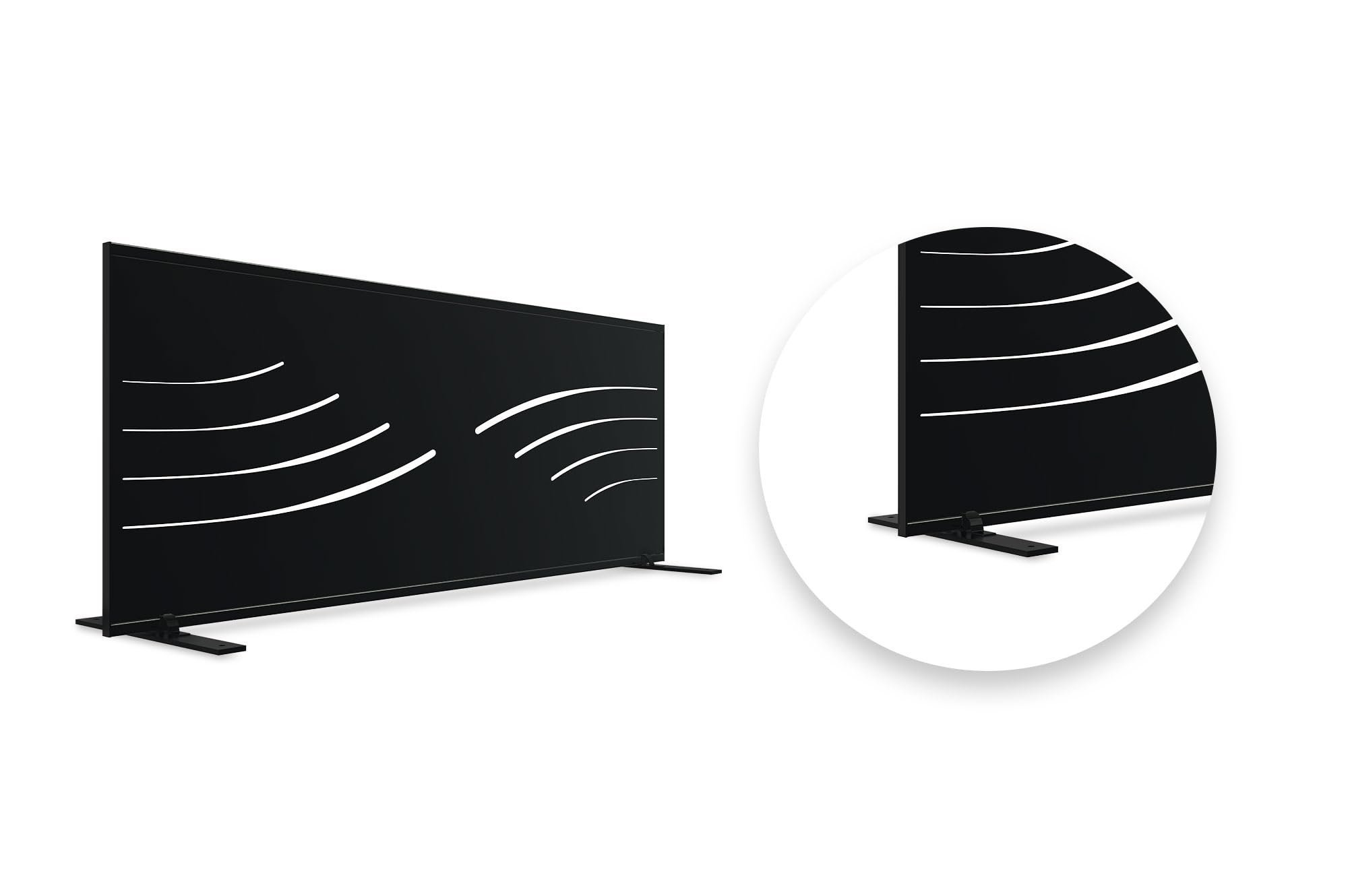 CASANOOV Panneau Décoratif Extérieur VELETA160x60 cm 1,6x0,6 m 1 m² Acier Noir Motif Nature Intégral Brise Vue Jardin Terrasse Occultation Design Résistant Durable Fixation Sol Mur Pieds Inclus