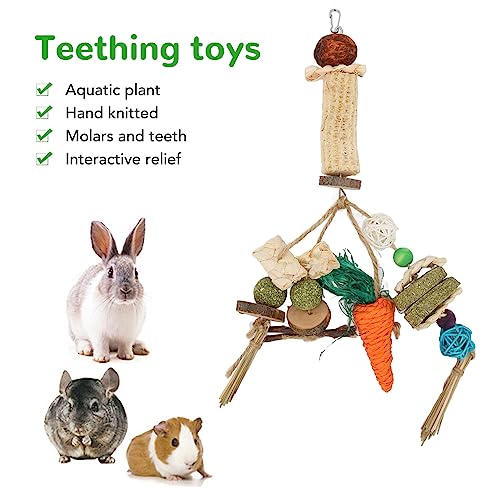 ciciglow Bunny Chew Toys, Rabbit Hanging Chew Toys, Teeth Grinding Toys for Chinchillas Hamsters Guinea Pigs Rats and Other Small Pets - Image 2