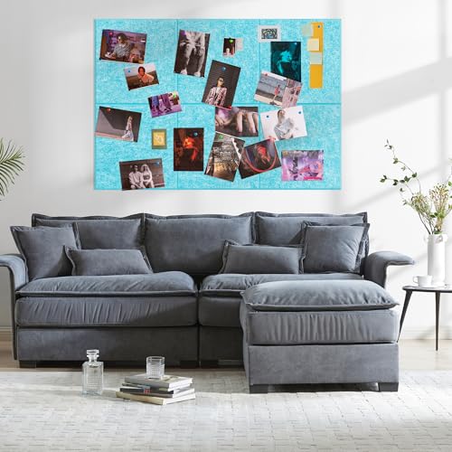 AKTOP Cork Board Bulletin Board 24"x36", 6 Pack Removable Felt Cork Board Tiles for Wall, Large Corkboard Notice Pin Board for Office, School & Home,24 Safe Adhesive Tabs, 20 Push Pins, Baby Blue — view 3