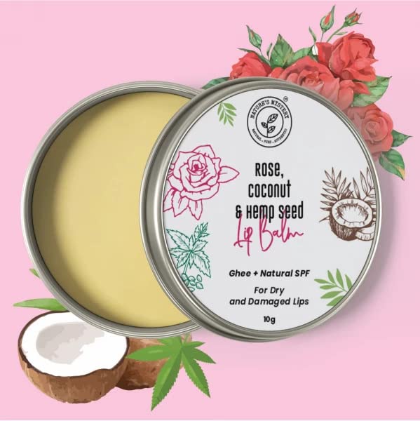 Nature’s Mystery Super Soft Rose Coconut Hemp Seed Lip Balm 10gm Pack Natural Ingredients for Dark Lips to Lighten Softens Moisturizes Lip Care with Organic Coconut & Hemp Seed Oil