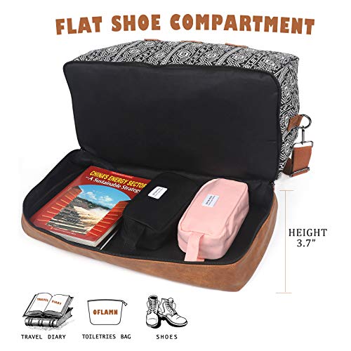 Oflamn Weekender Bag for Women Carry-On Luggage Bohemian style Duffle Bag Overnight Bags 3-4 Day' Travel Bags with Separated Shoes Compartment