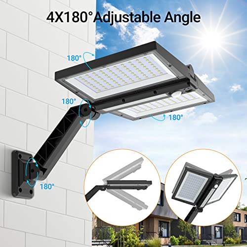 Ropelux Solar Lights Outdoor, Motion Sensor Outdoor Lights Double Big Solar Panels 82 Sq.inch, Ip65 Waterproof And 3 Modes(Security/Always On/Auto-Dim), 180Leds High Brightness Wider Illuminated Area. #TOP6