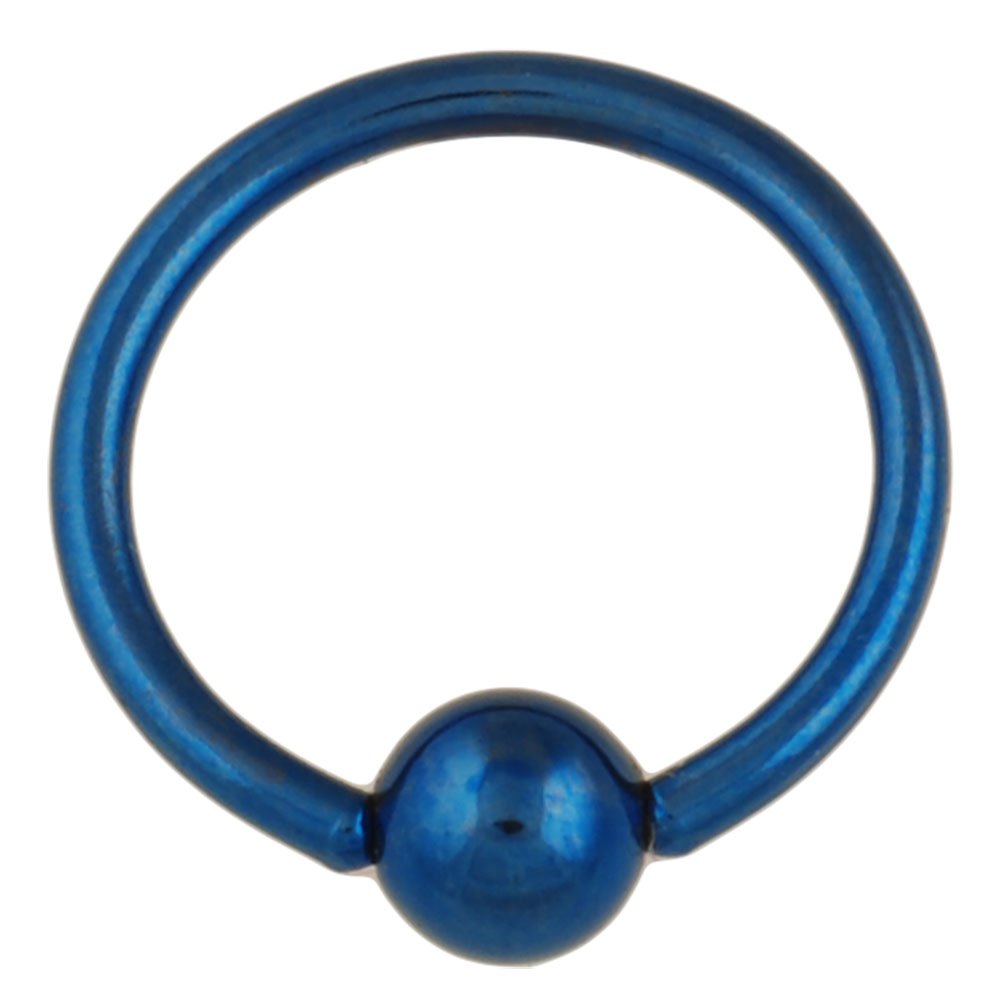 One PVD Stainless Steel Captive Bead Ring: 14g 9/16" Blue (Sold Individually. Order Two for A Pair.)
