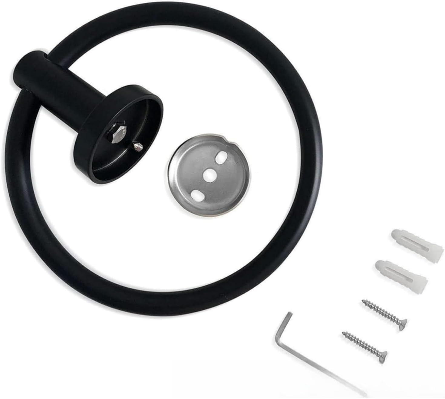 Anello portasciugamani nero opaco per bagno, cucina, bagno, porta asciugamani da parete, resistente acciaio inossidabile
