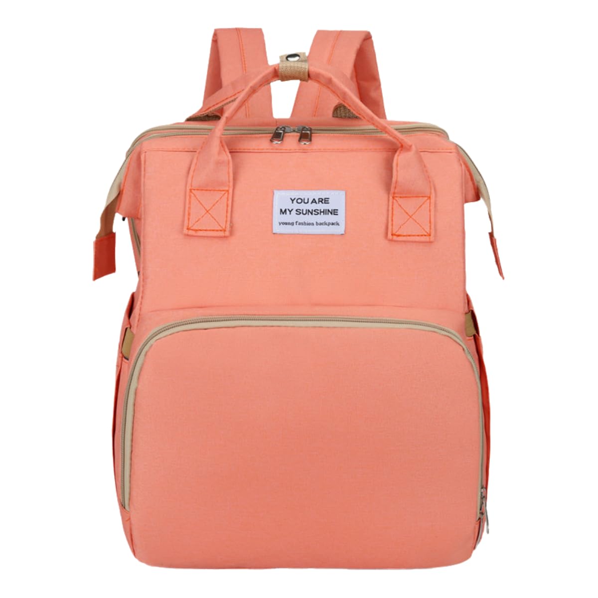 New foldable bed diaper backpack, waterproof and wear-resistant, large capacity, for travel, outings and daily use (Orange)