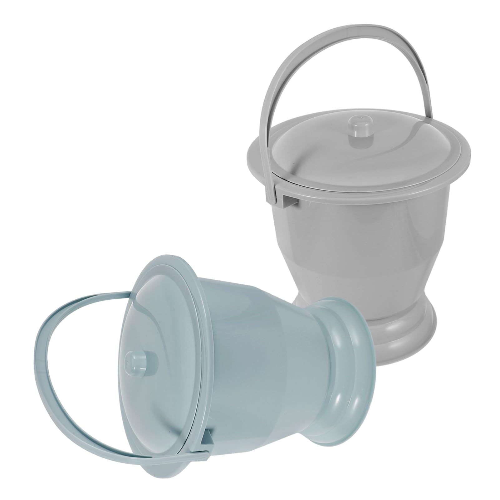 Beavorty 2pcs Adult Portable Urinal Pot Household Spittoon with Lid Urine Pots for Camping Home Travel Gray Blue