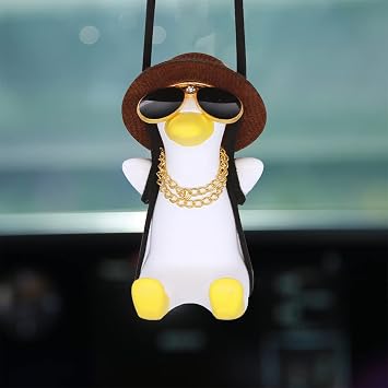Cool Swinging Duck Car Hanging Ornament, Pendant Interior Rearview Mirror Decoration and Car Rear View Mirrior Hanging Accessories
