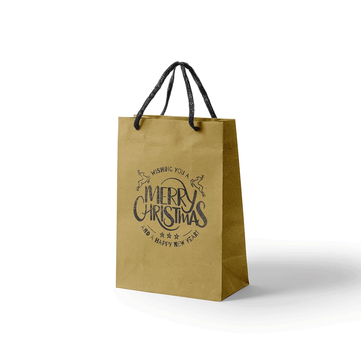 25x Bolsas de Papel Kraft Navideñas Marrones con Asas de Cuerda 18x8x24cm - Bolsas de Regalo - Navidad - Varias Opciones de Impresión Temáticas Navideñas