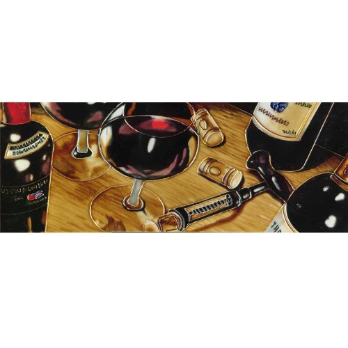 Continental Art Center KD-084 6 by 16-Inch Horizontal Wine Bottles on a Table Ceramic Art Tile