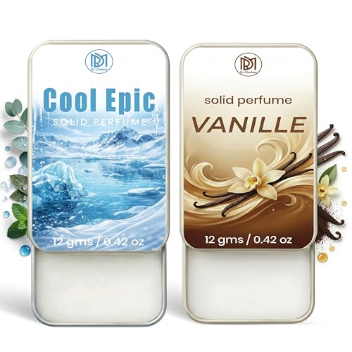 Image of Dr.Mashur Solid Perfume |Vanille&Cool Epic Alcohol Free Wax Perfume Balm, Long Lasting | Pocket Tin 12g, Pack Of 2| Non Greasy Smooth Glide, Travel Friendly Men And Women