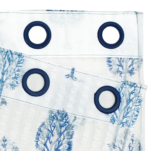 Image of Curtains 7 feet Long Set of 10 | White & Blue Transparent Sheer Curtain | Room Decoration Items for Bedroom | 215 x 118 cm | Motif Design Door Curtain | | Perfect for Home Decor