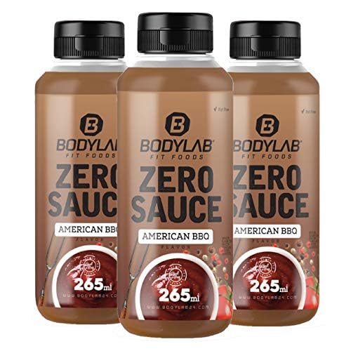 Bodylab24 Zero Sauce American BBQ 265ml / 3er Pack / nur 3-5kcal je 15g Portion / fett- und zuckerfrei / ideal für jede kalorienreduzierte Ernährungsform / perfekt als Zusatz für Saucen und Dressings