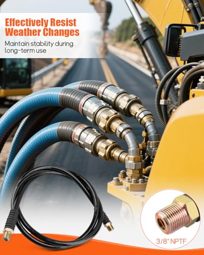Image of 6 FT 10000psi High Pressure Hydraulic Hose, CH-604 Coupler, 3 /8 inch NPT Thread Hydraulic Hose Assembly, 1 /4 inch ID x 6 Feet (Black, 6' 10000 PSI)