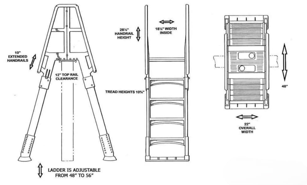 Escalera para piscina sobre tierra blanca con cerradura deslizante miniatura 2