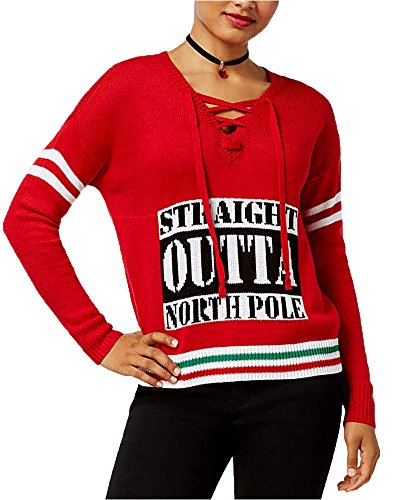 Ultra Flirt Juniors Straight Outta Holiday Sweater Red S