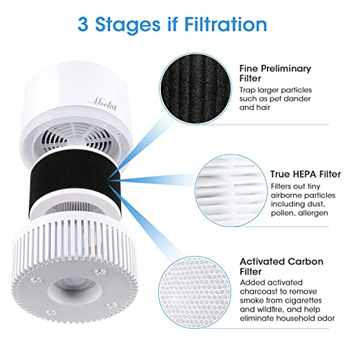 KOIOS Air Purifier for Small Room with 2 HEPA Filters, Desktop