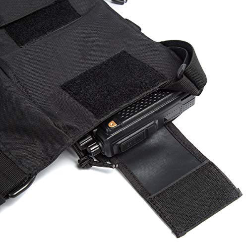 Image of Radio Shoulder Holster Chest Harness Holder Vest Rig for Two Way Radio Chest Front Pack Pouch Walkie Talkie Case with Front Pouches for Kenwood Arcshell Retevis Baofeng UV-5R F8HP UV-82 888S (Black)