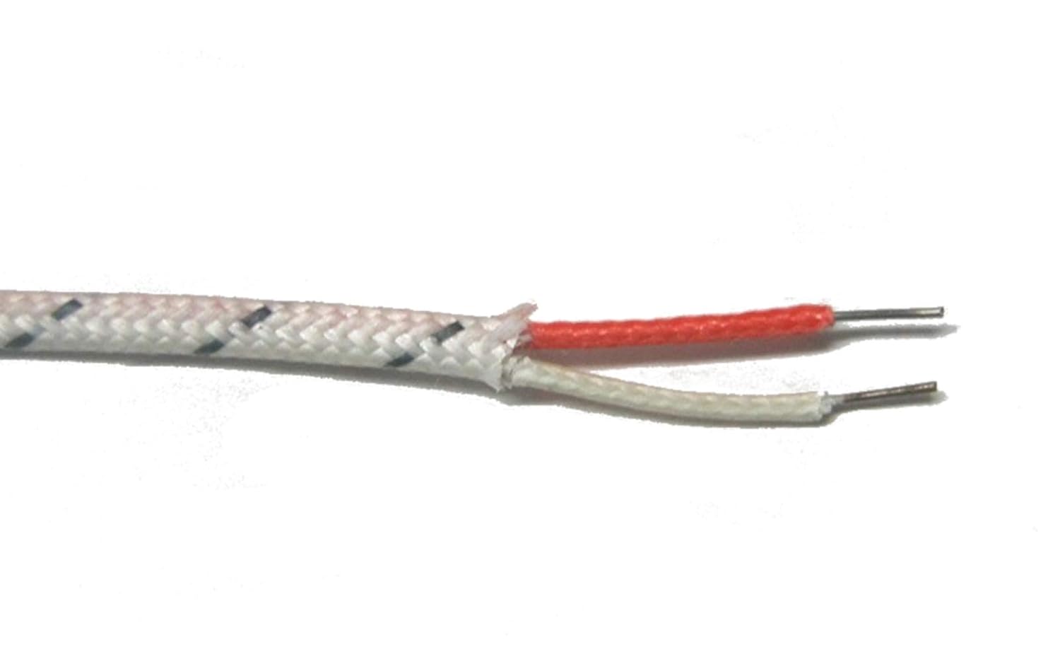 J-Type Thermocouple Wire AWG 24 Solid w. Braided Fiberglass Insulation - 10 Yard