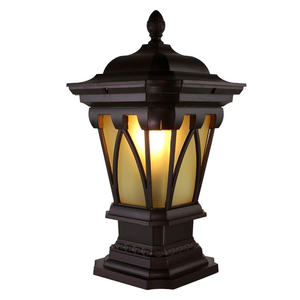 QUSYZD Post Lights Outdoor,Antique Rainproof Column Lights Ground Illumination Outdoor Tabletop Lighting for Pathway Driveways Patio Lawn Yard Pillar Post Lantern A,Onecolor-Small