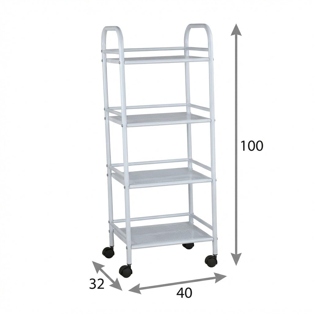 HEMAX Carrello Portavivande con 3 Ripiani e Ruote 40x32x75 cm – Nero