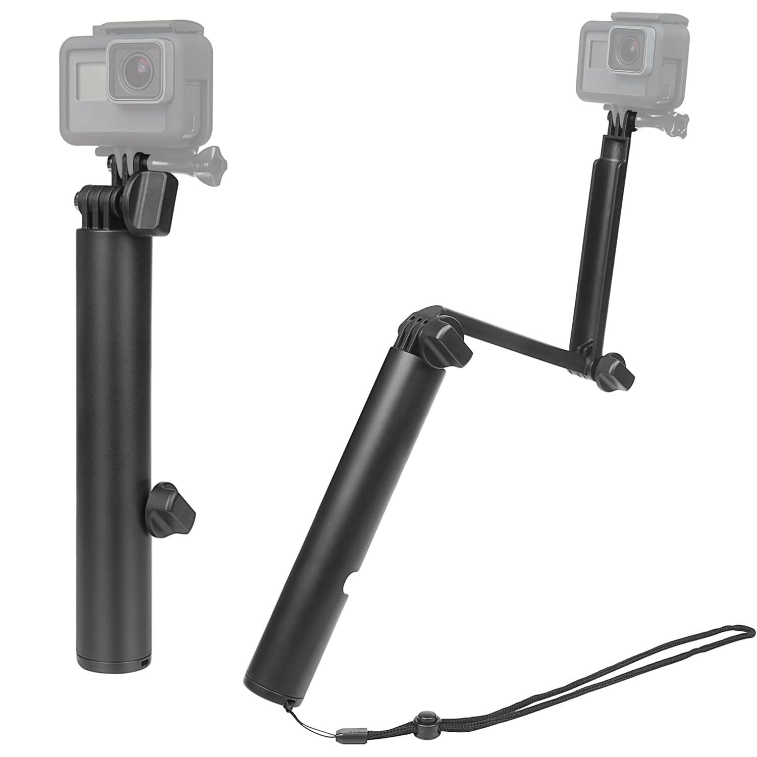 3-Way Monopod + Magic Mount Selfie Stick Compatible with GoPro-13/12/11/10/9/8/7/6/5/Insta360 Ace/Ace Pro/DJI Osmo Action 4 and Other Action Cameras (Black)