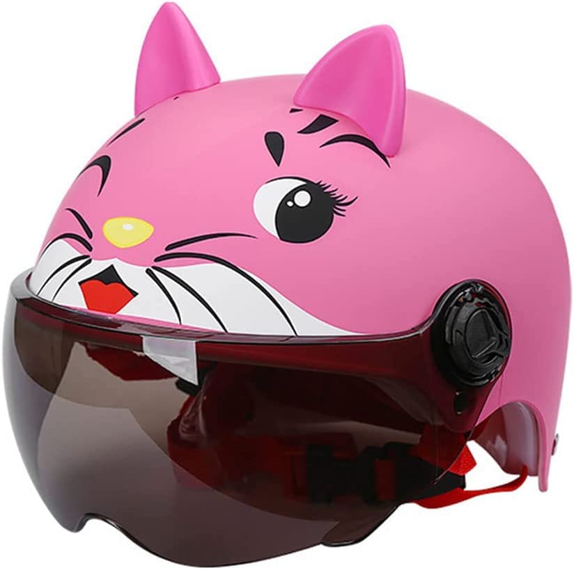 Novelty Personality Cute Motorcycle Youth Kids Helmet Retro Half Helmets with Visor, Vintage Light Open Face Scooter Helmet, Jet Moped 3/4 Motorbike Helmet ATV Street Helmet - DOT Approved