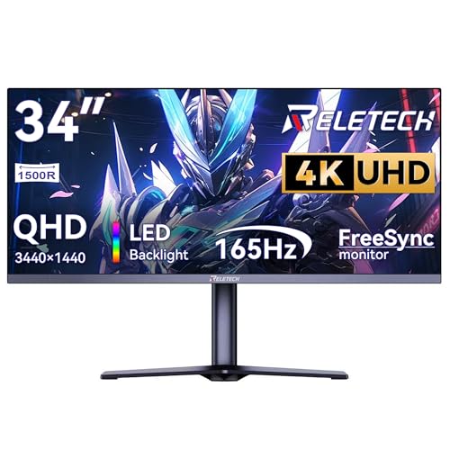 Image of 34 Inch Curved Ultrawide Gaming Monitor,21:9 WQHD (3440x1440) 165Hz 1ms 1500R Curved Monitor, 120% sRGB, Support Freesync,2 HDMI & 2 DP, Equipped with LED Backlight, VESA Mount (G34WQ)