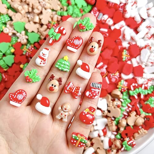 60 Pcs Christmas Nail Charms Xmas 3D Resin Nail Charms Cute Santa Claus Elk Snowman Bell Christmas Tree Christmas Hats Nail Rhinestones Cute Winter Nail Supplies for Acrylic Nails Winter Nail Decor