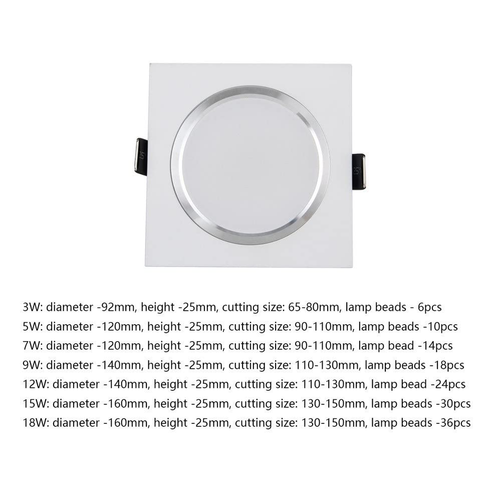 Downlights, 18 W ultradünne Einbau-Downlight-Lochlampe, Strahler, Druckguss-Aluminium-Duschraum-Deckenleuchte, polierte Untersicht(18w)