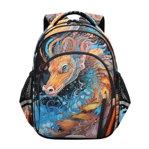 Sac à dos enfant 3-12 ans hippocampe abstrait art coloré cartable