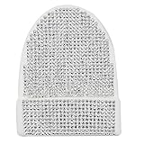Unisex Stylish Shiny Slouchy Beanie Hat with Rhinestone for Winter Stretch Men Women Ears Knit Cuffe
