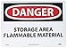 NMC D615AB OSHA Sign, Legend "DANGER - STORAGE AREA FLAMMABLE MATERIAL", 14" Length x 10" Height, Aluminum, Black/Red on White
