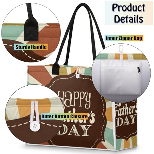 Father's Day Celebration Tote Bag for Women Large Beach Bag Reusable Tote Bags for Work Travel Beach Shopping4