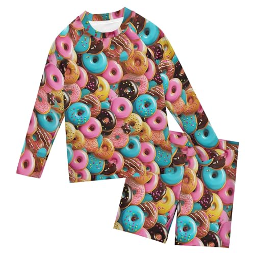 Donuts Desserts Baby Boys' Toddler Long Sleeved Rashguard Swim Bathing Suit Set B0402841
