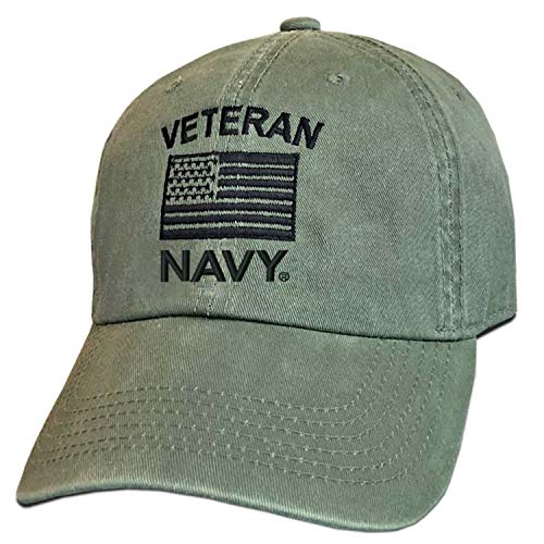 US Navy Veteran American Flag Embroidered Military Branch Baseball Hat - Officially Licensed