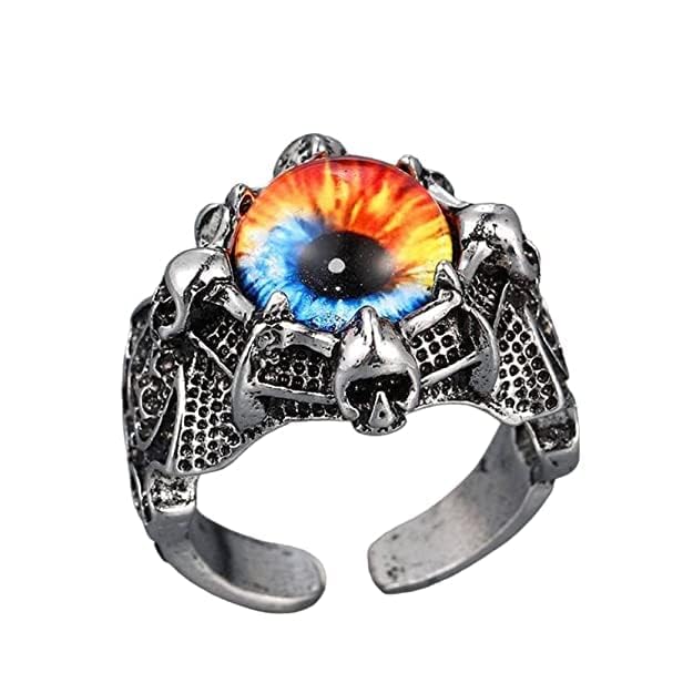 De-Ultimate Unisex Stainless Steel Adjustable/Openable Funky Multicolor Crystal Glasses 3d Devil/Dragon Demons Evil Eye Thumb Finger Ring (Free Size)-image-14
