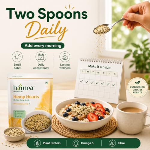 Image of Hampa Hemp Hearts -125g, Pack of 2 | Shelled Hemp Seeds for Eating