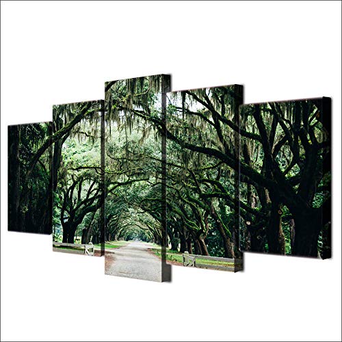 Tableau mural sur toile 5 pièces motif tunnel sous l'arbre pour salon