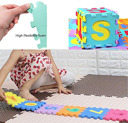 Image of FunBlast 36pcs Mini Puzzle Foam Mat for Kids, Interlocking Learning Alphabet and Number Mat for Kids - Multicolor (Mat 36Pcs)