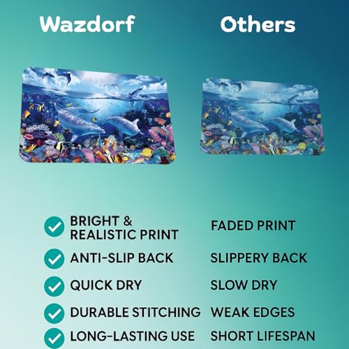 Image of Wazdorf 3D Bathroom Mat - Non Slip Water Absorbent Bathroom Mat Bathroom Easy Care Shower Rugs, Perfect for Home Office & Kitchen, Bathroom