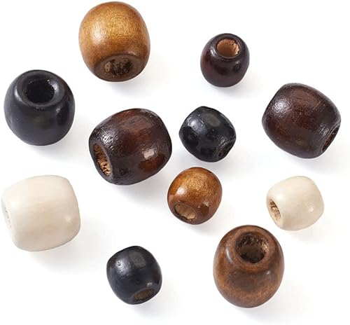 Miniatura 2 de Cheriswelry 240 cuentas de madera natural teñidas de 0.472 in, 16 a 0.669 in, cuentas de madera para decoración de manualidades, cuentas de madera