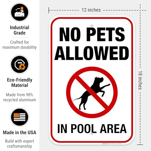 Letrero No Pets Allowed de Aluminio 12x18 pulgadas miniatura 3