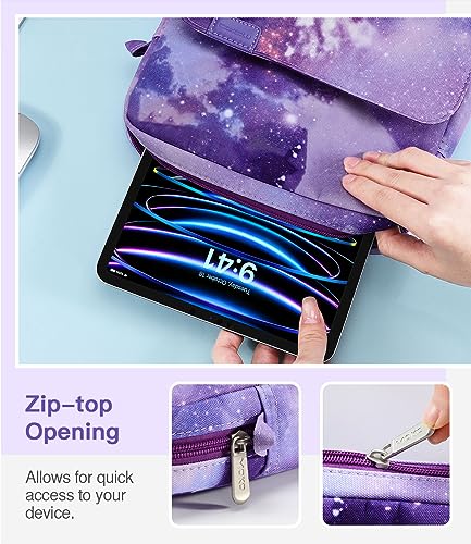 Image of MoKo 9-11 Inch Tablet Sleeve Bag Handle Carrying Case with Shoulder Strap | Fits iPad Pro /Air /A16 11-inch, iPad 10th 10.9, iPad 9 /8 /7th 10.2, iPadAir 5 /4th 10.9 and Tab S8 /S9 11-inch, Purple Starry