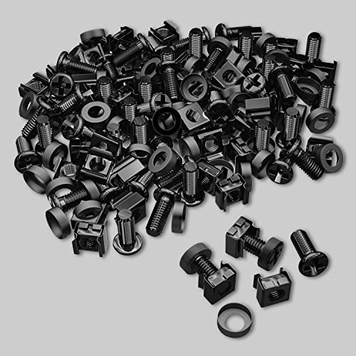 Leadrise 50-Pack M6 X 16Mm Computer Rack Mount Cage Screws And Nuts & Washers For Rack Mount Server Cabinet, Rack Mount Screw Cage Nut - Black #TOP6