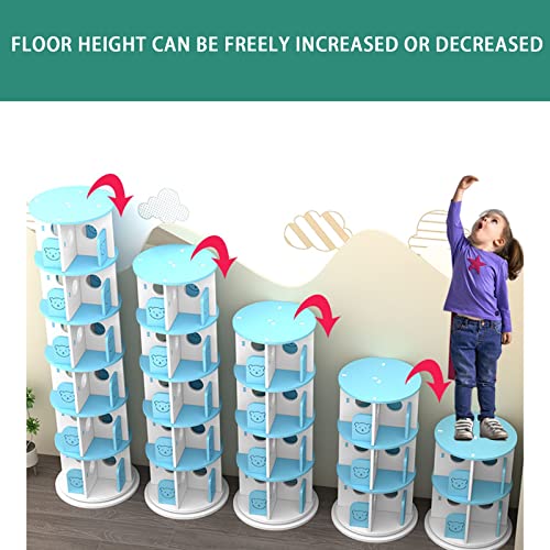 Cabine 360° Rotating Bookshelf,Multifunctional Bookcase Stackable, Bookshelves Stableng Load/Blue/46*159Cm #TOP6