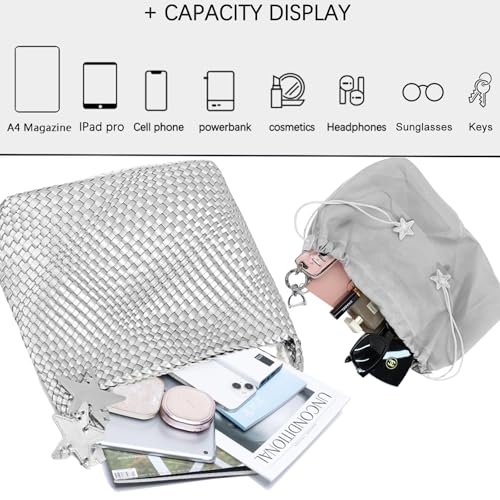 Image of Woven Tote Bag for Women, Shoulder Handbags, Beach Hobo, Handwoven Satchel Underarm Bag, Top-Handle Bag With Purses